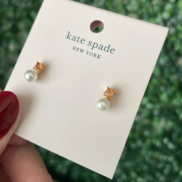 Kate Spade Champagne & Pearl Stud Earrings - Picture 4 of 4